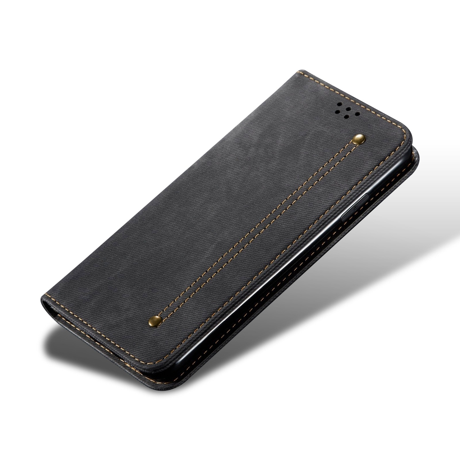 iPhone 13 Βιβλίο Μαύρο Denim Texture Casual Style Horizontal Flip Case with Holder & Card Slots & Wallet Black