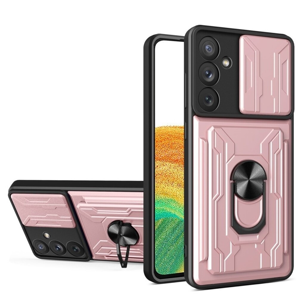 Forcell Samsung Galaxy A34 5G Sliding Camshield Card Θήκη Σκληρή - Rose Gold