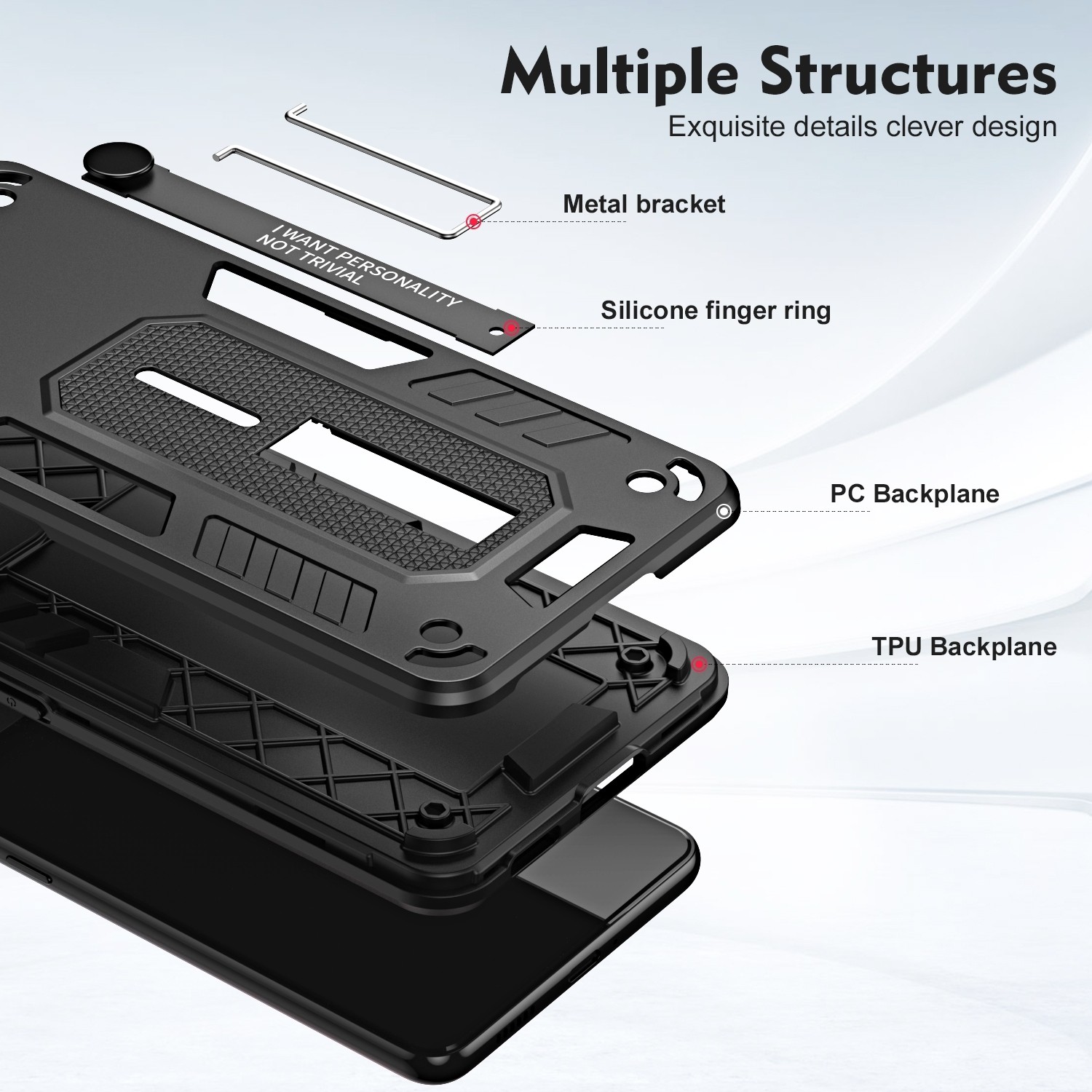 Samsung Galaxy A13 4G Θήκη Μαύρη Με Σταντ Variety Brave Armor Finger Loop Holder Phone Case Black