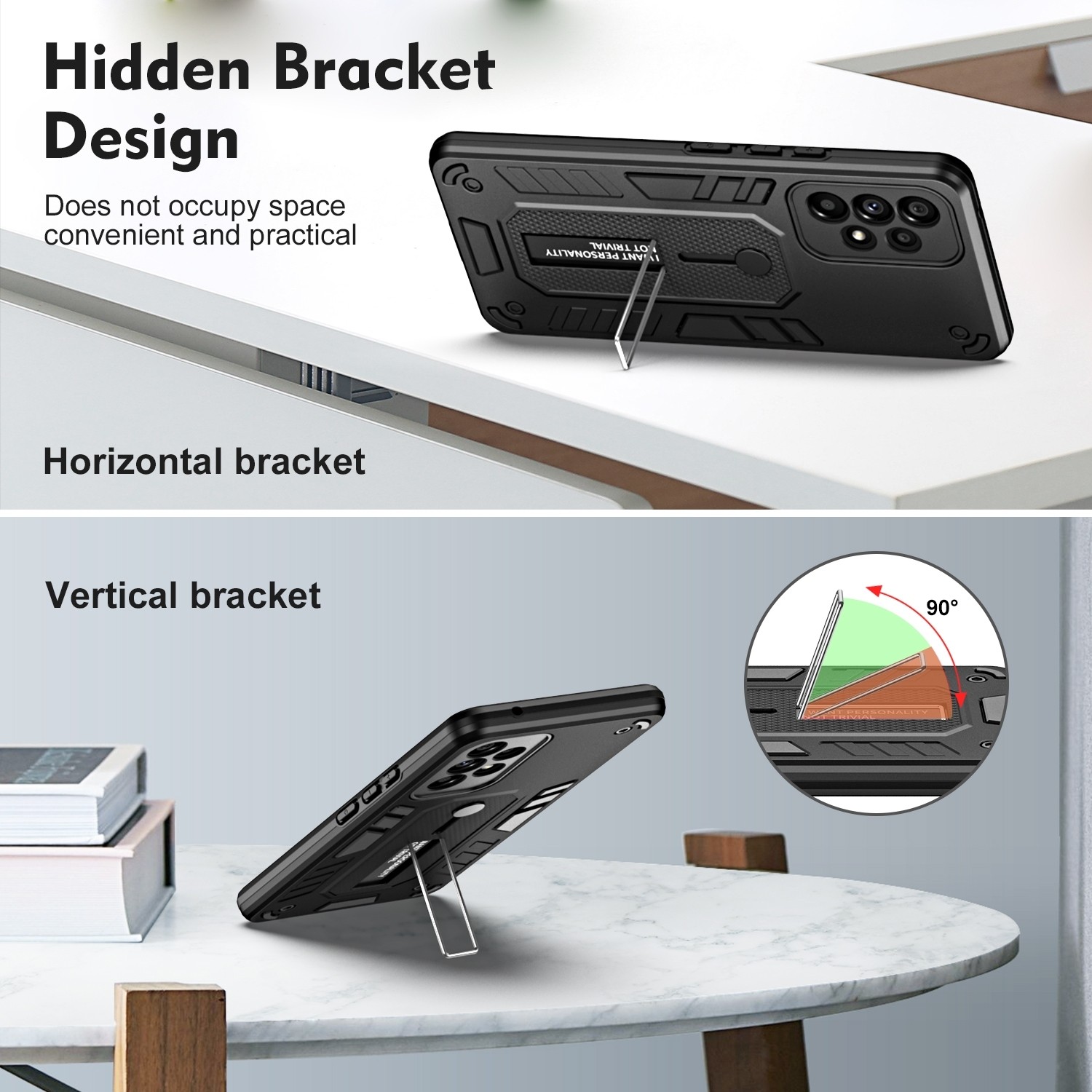 Samsung Galaxy A13 4G Θήκη Μαύρη Με Σταντ Variety Brave Armor Finger Loop Holder Phone Case Black