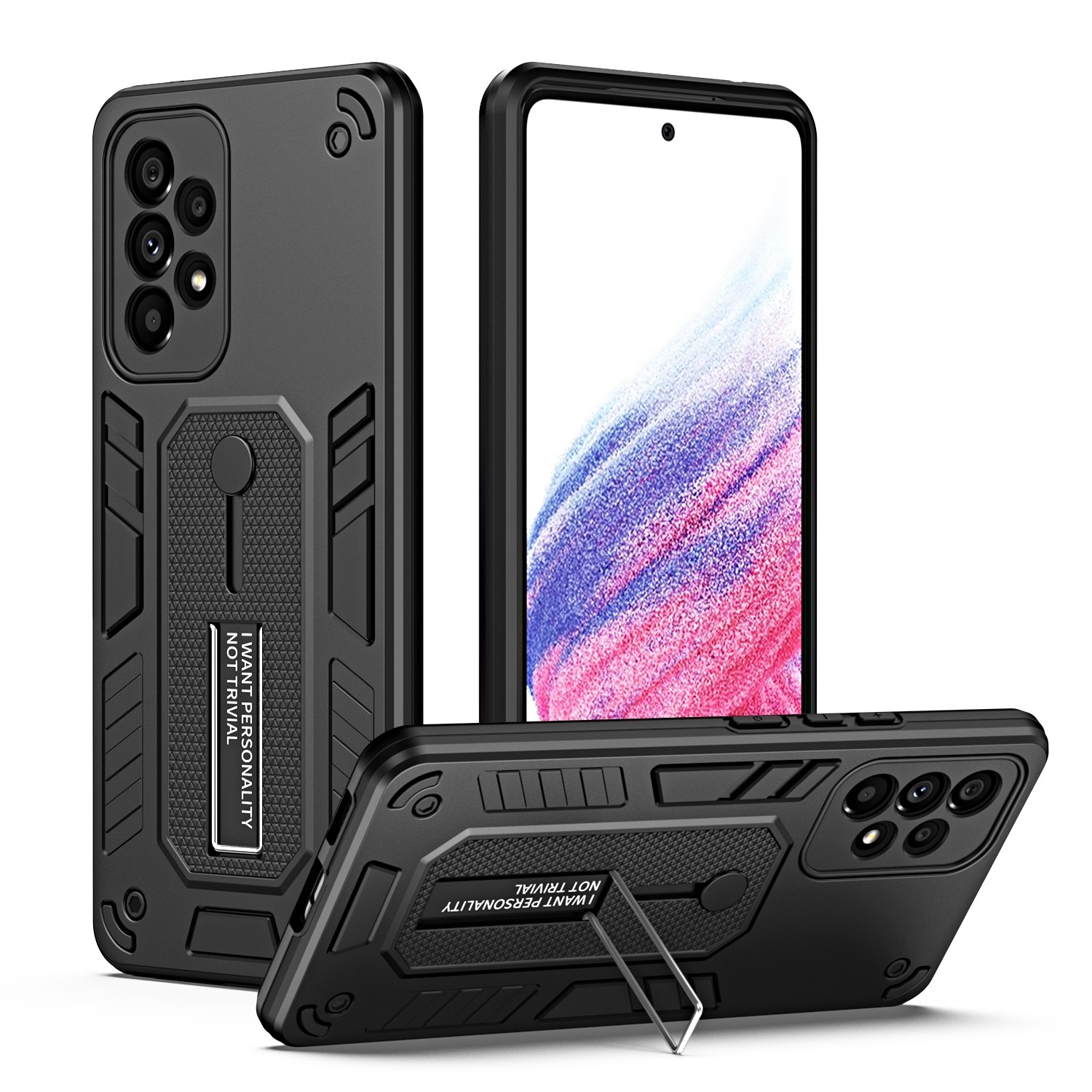 Samsung Galaxy A13 4G Θήκη Μαύρη Με Σταντ Variety Brave Armor Finger Loop Holder Phone Case Black