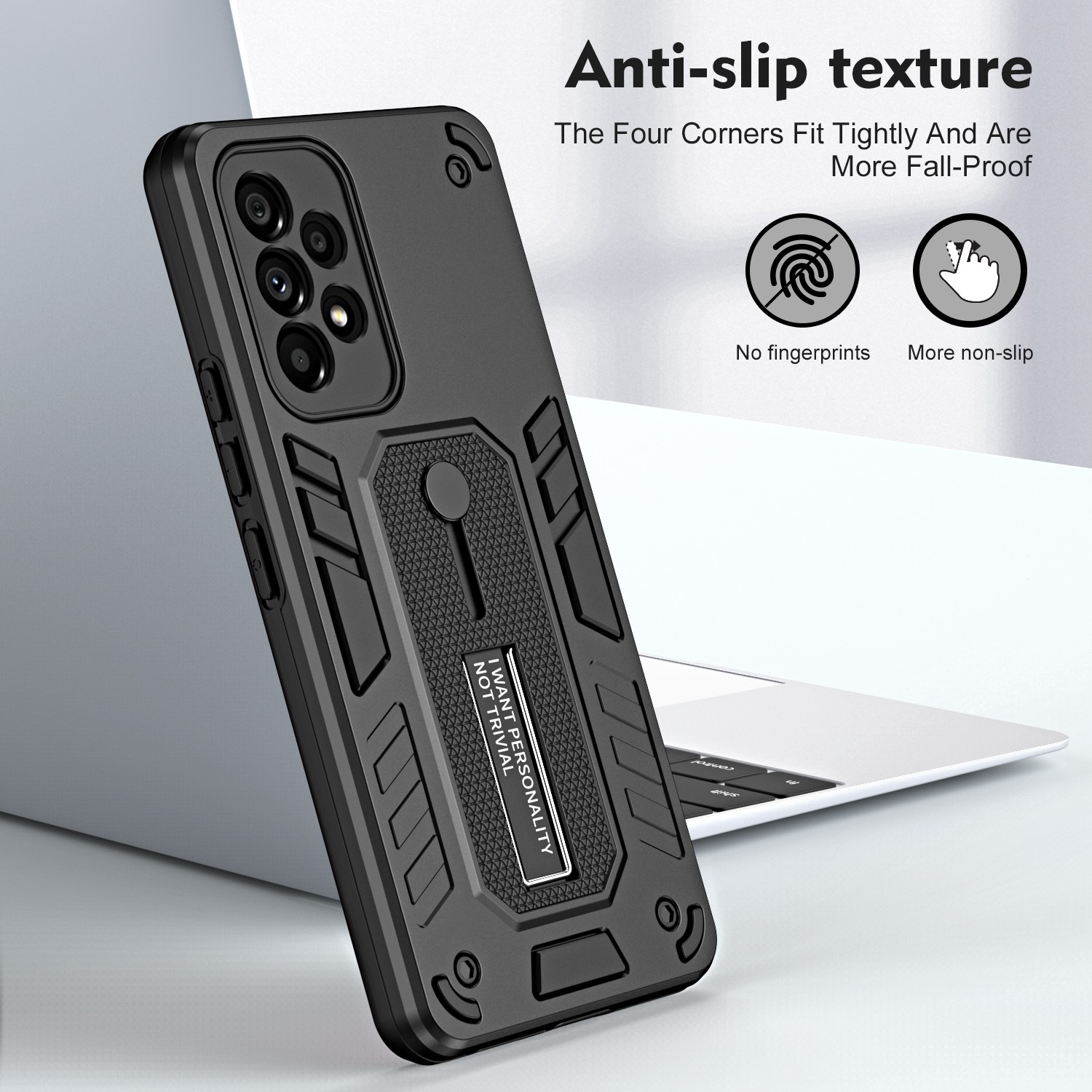 Samsung Galaxy A13 4G Θήκη Μαύρη Με Σταντ Variety Brave Armor Finger Loop Holder Phone Case Black