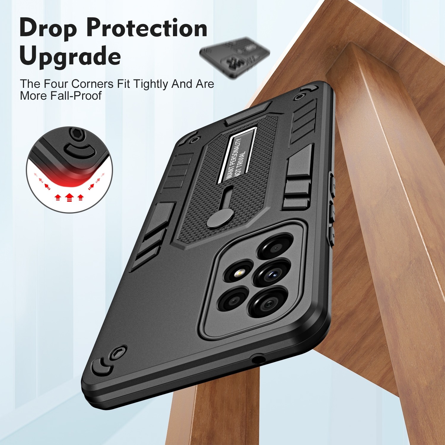 Samsung Galaxy A13 4G Θήκη Μαύρη Με Σταντ Variety Brave Armor Finger Loop Holder Phone Case Black