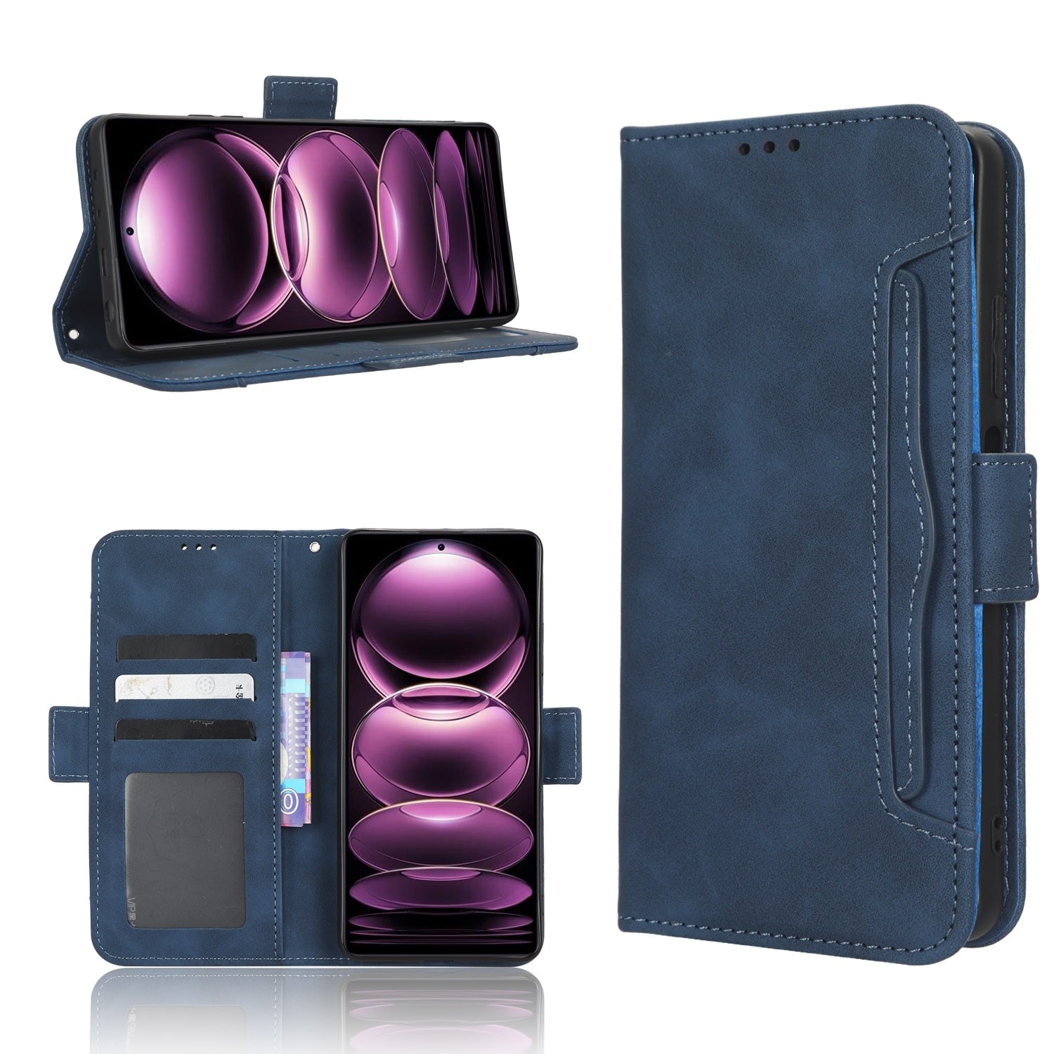 Xiaomi Redmi Note 12 Pro Plus 5G Θήκη Βιβλίο Μπλε Skin Feel Calf Texture Card Slots Phone Case Blue