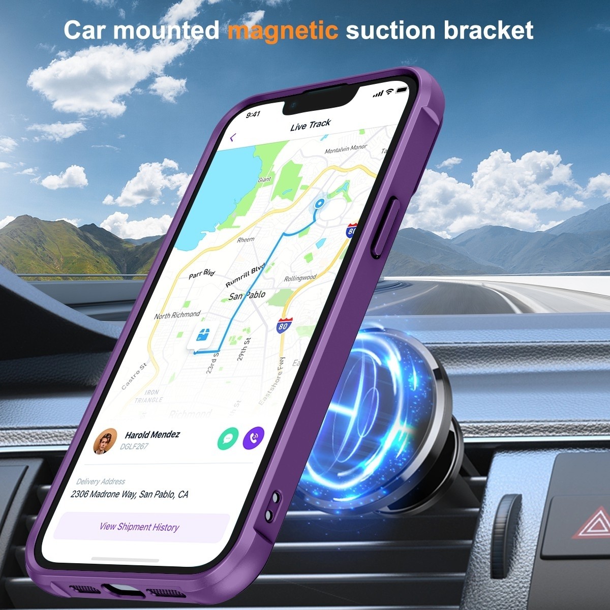 iPhone 15 Θήκη Σιλικόνης Μωβ MagSafe Magnetic Holder Phone Case Purple