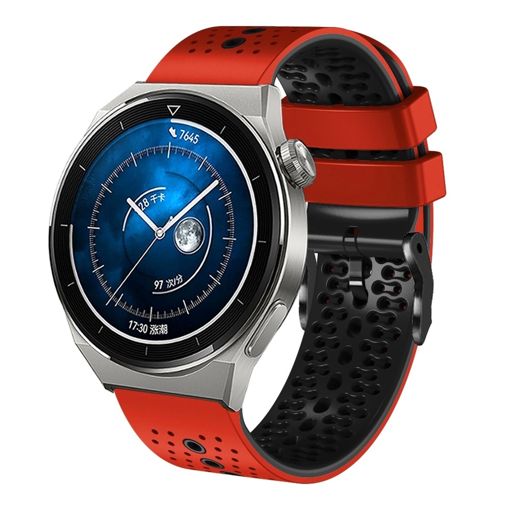 Λουράκι Huawei Watch GT3 Pro 46mm Μαύρο - Κόκκινο 22mm Perforated Two-Color Silicone Watch Band Black - Red