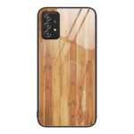 Samsung Galaxy A52 4G / A52 5G / A52s Θήκη Κίτρινη Σιλικόνη Και Όψη Γυαλιού Wood Grain Glass Phone Case Yellow