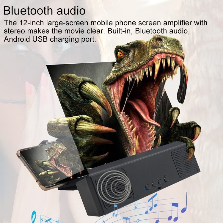 L2 12.0 Inch Universal Foldable Mobile Phone Screen Magnifier with Bluetooth Speaker