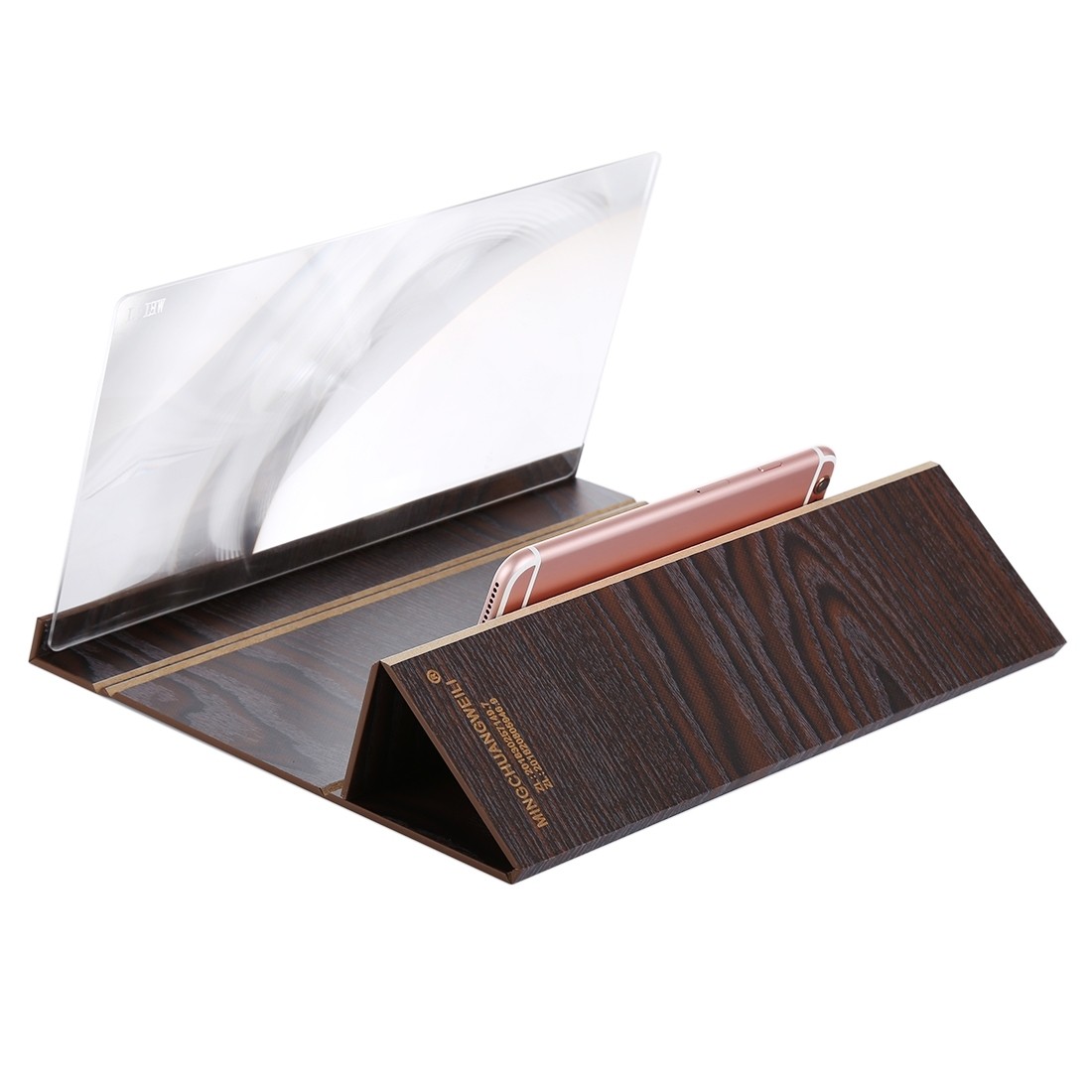 12.0 inch Portable Wood + Organic Glass Eyeshield 3D Mobile Phone Screen Magnifier Bracket Enlarge with Holder