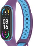 Λουράκι Xiaomi Mi Band 5 / 6 / 7 Μπλε - Μωβ Two-color Silicone Breathable Replacement Watchbands Blue - Purple