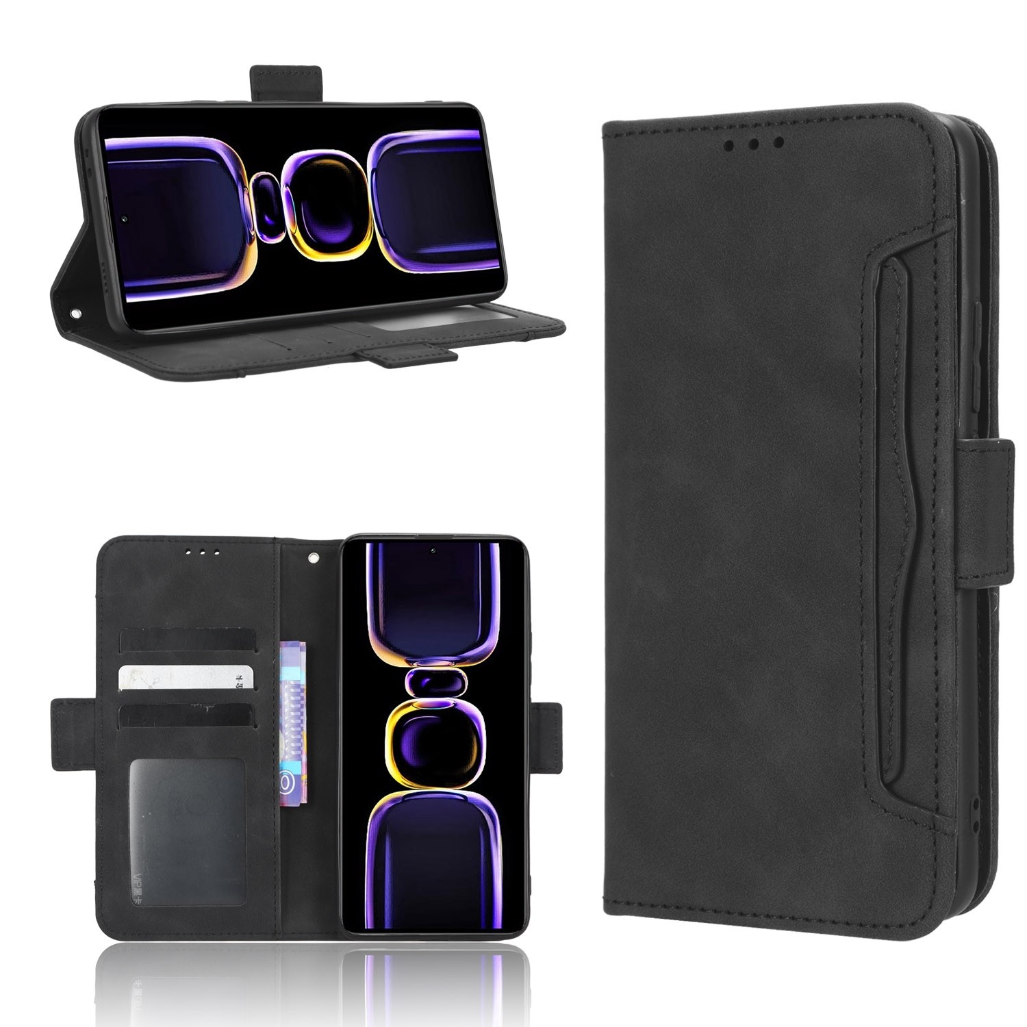 Xiaomi Poco F5 5G Θήκη Βιβλίο Μαύρο Skin Feel Calf Texture Card Slots Phone Case Black