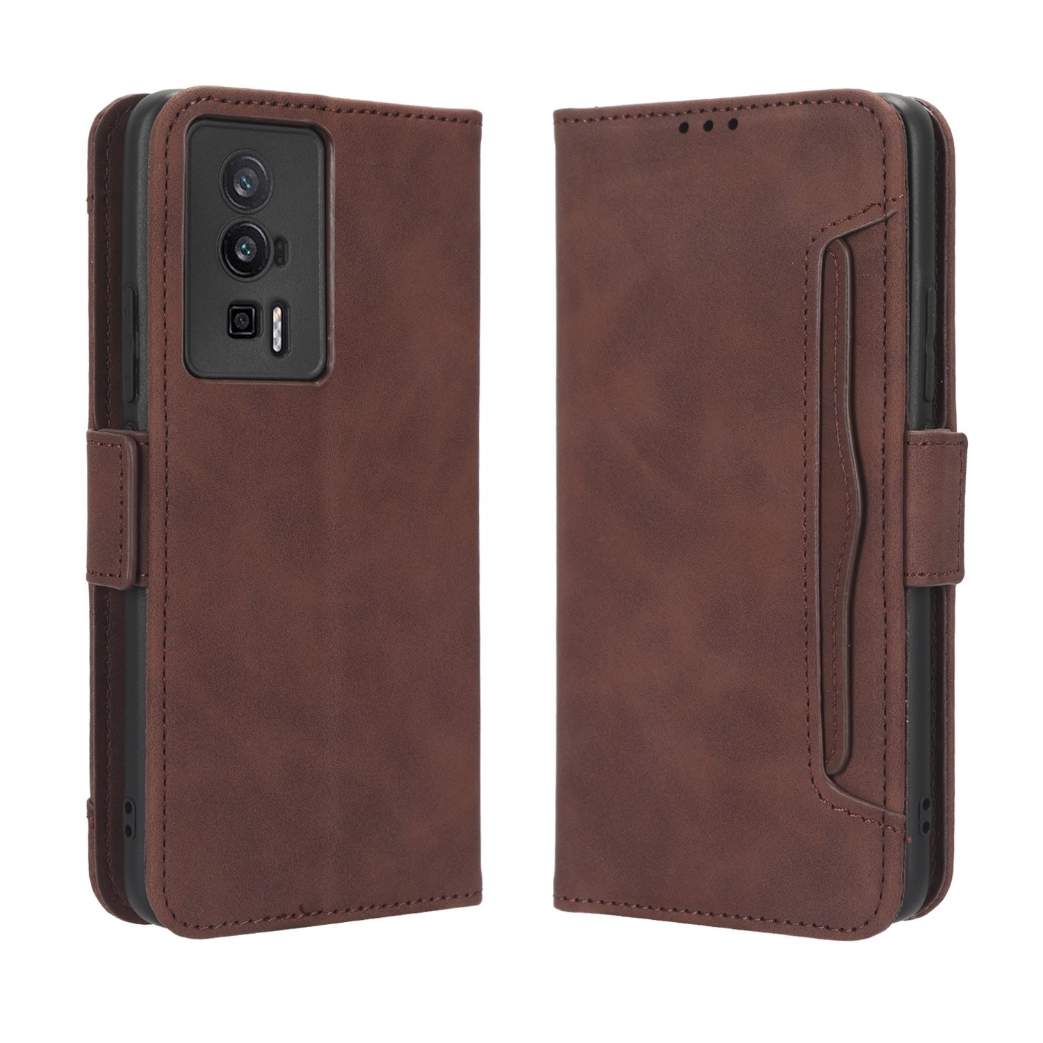 Xiaomi Poco F5 5G Θήκη Βιβλίο Καφέ Skin Feel Calf Texture Card Slots Phone Case Brown