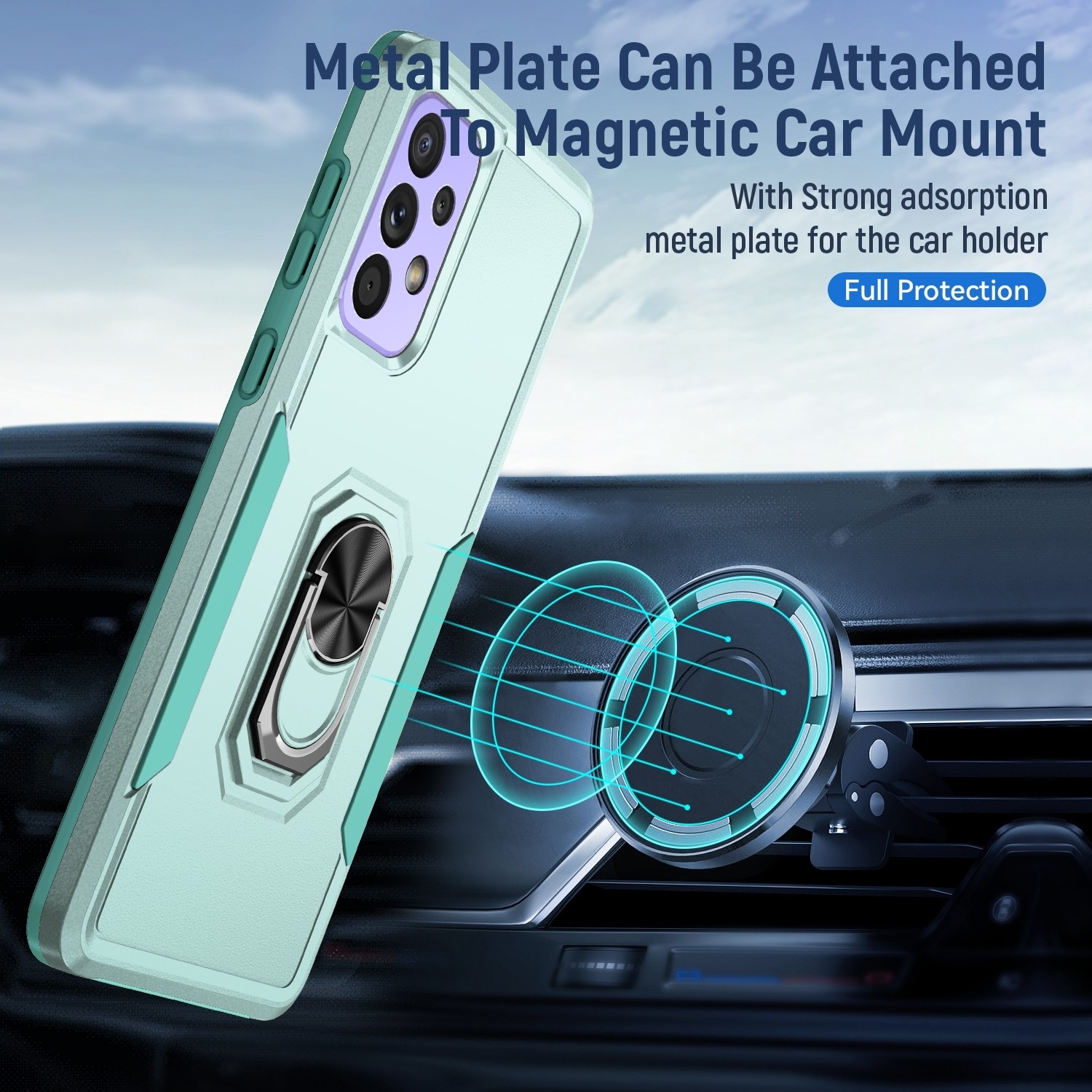 Samsung Galaxy A53 5G Θήκη Πράσινο Με Σταντ Pioneer Armor PC + TPU Holder Phone Case Green