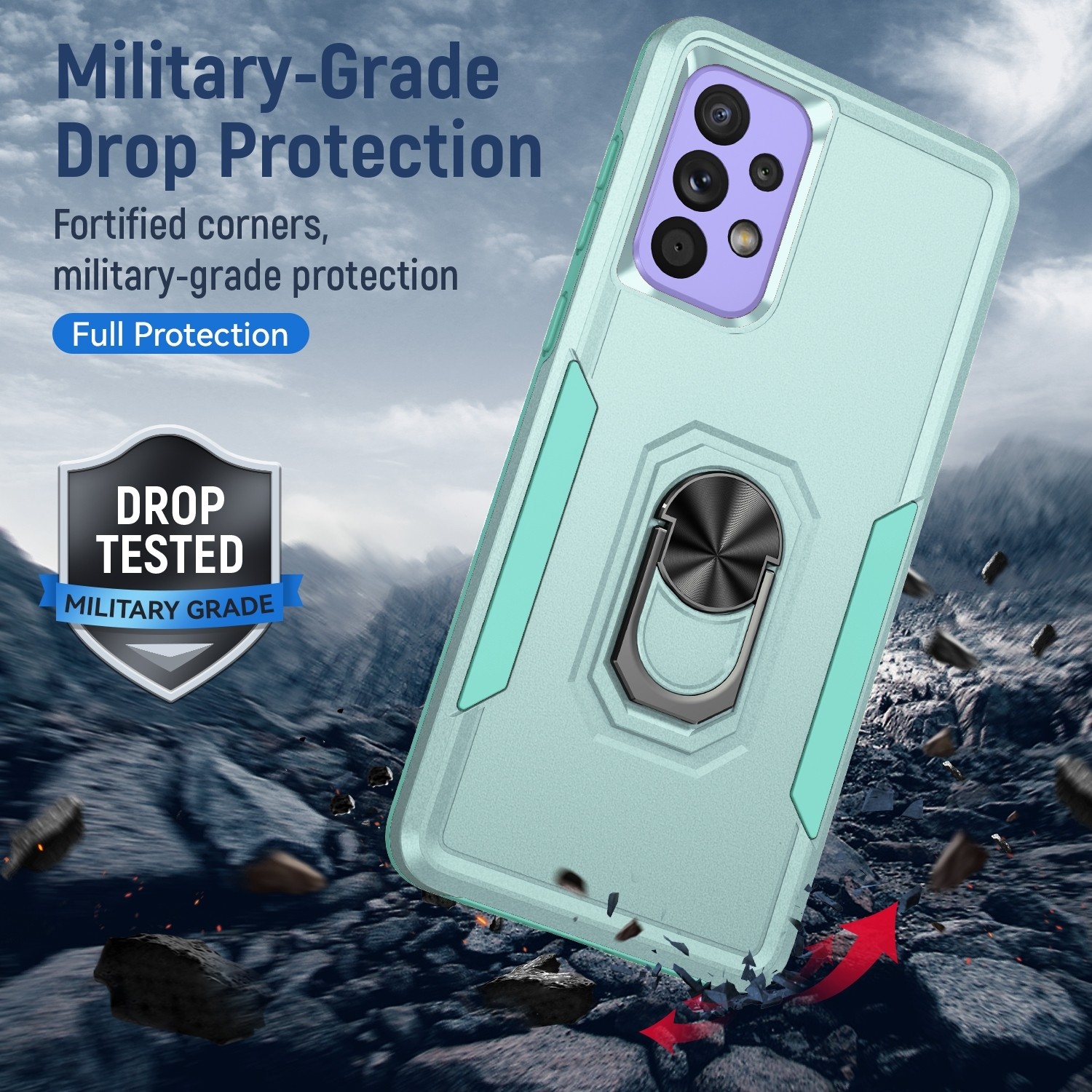 Samsung Galaxy A53 5G Θήκη Πράσινο Με Σταντ Pioneer Armor PC + TPU Holder Phone Case Green