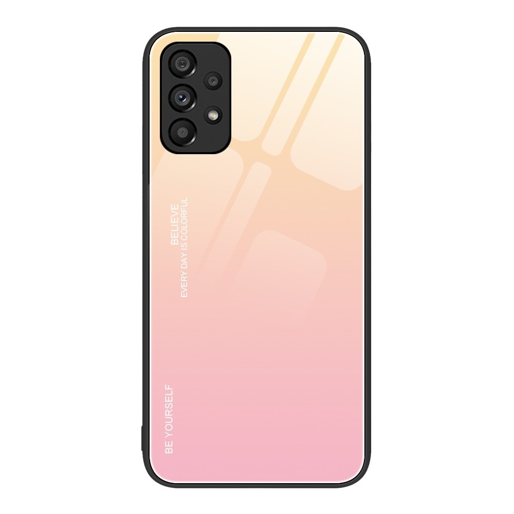 Samsung Galaxy A53 5G Θήκη Με Πλαίσιο Σιλικόνης Και Όψη Γυαλιού Gradient Color Glass Phone Case Yellow Pink