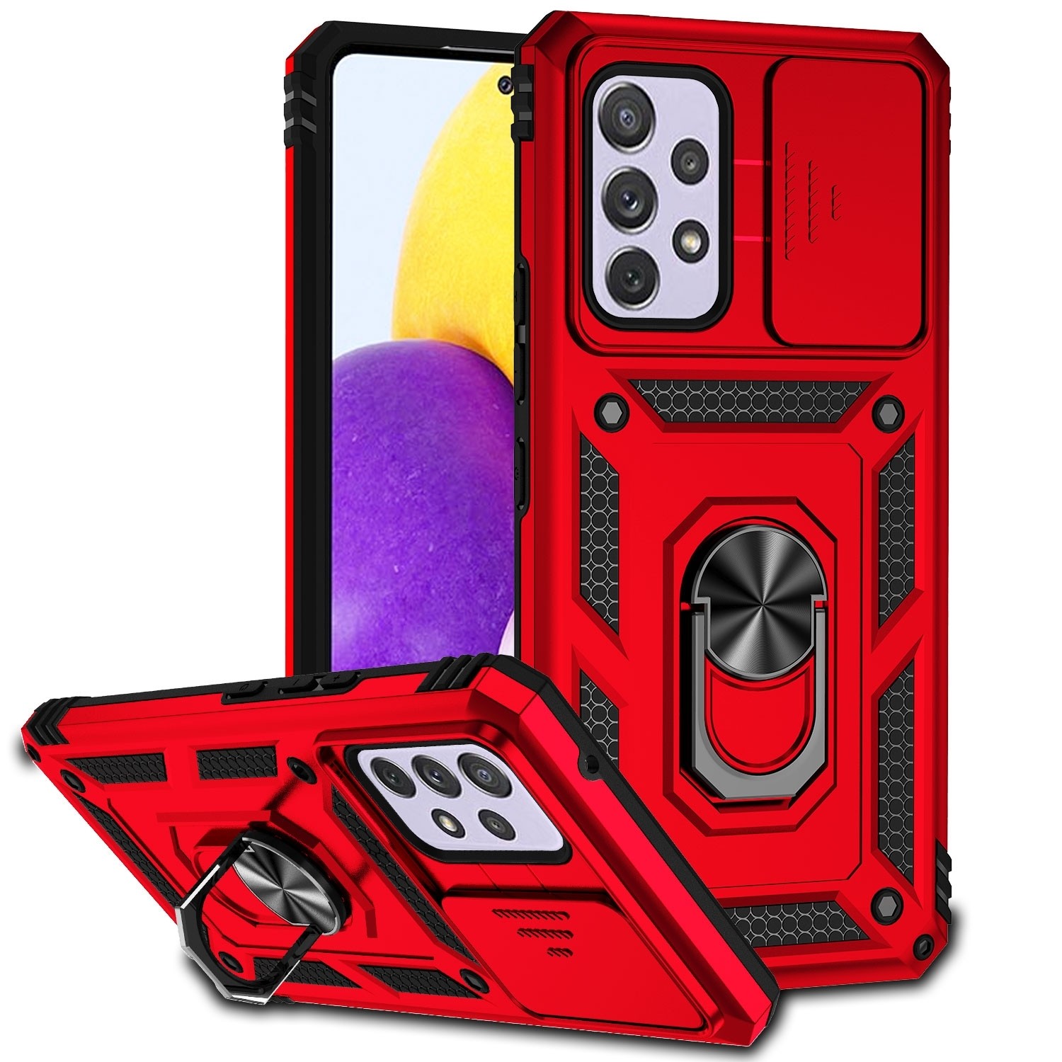 Samsung Galaxy A53 5G Θήκη Κόκκινη Με Σταντ Sliding Camshield Holder Phone Case Red