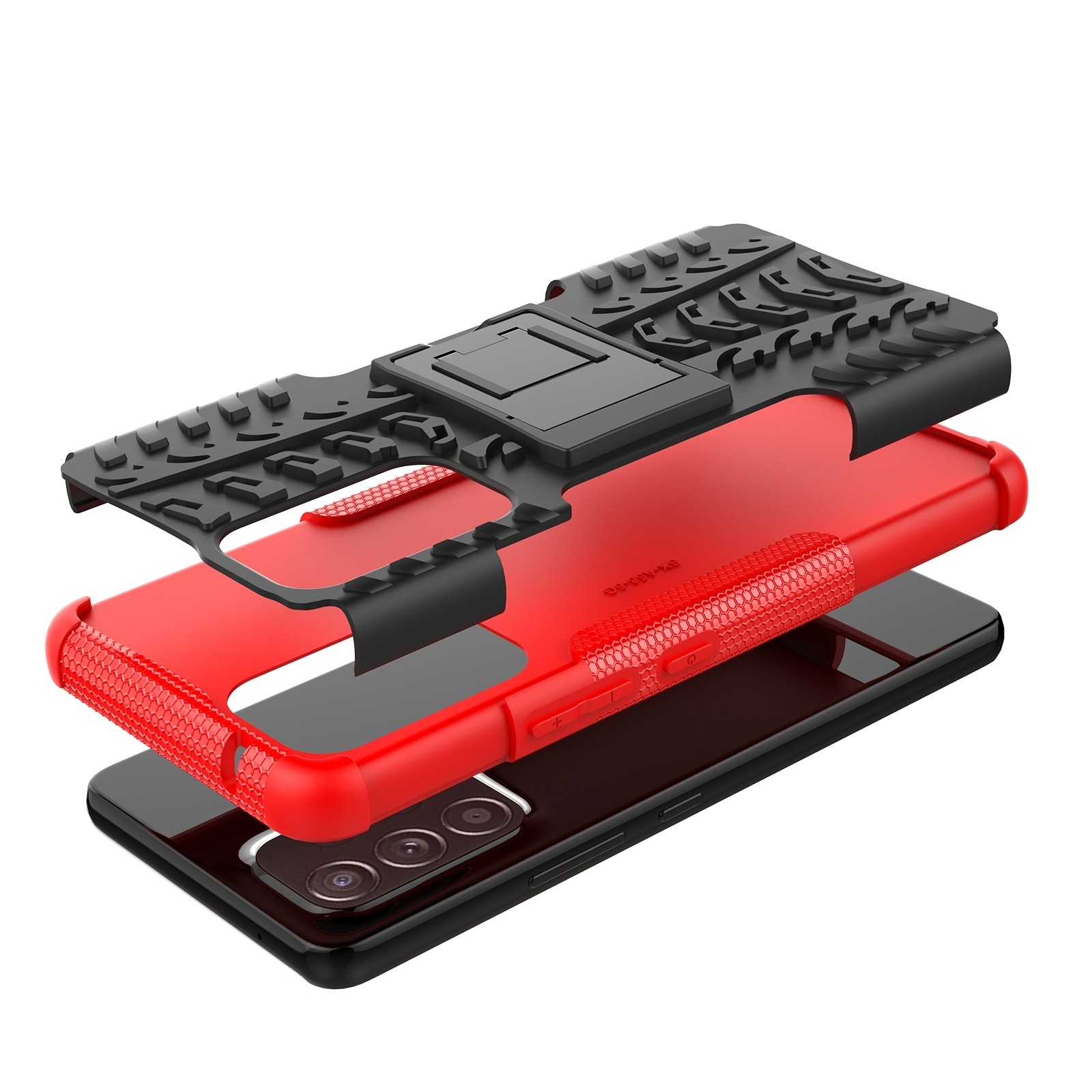 Samsung Galaxy A53 5G Θήκη Κόκκινη Tire Texture Shockproof TPU+PC Phone Case with Holder Red
