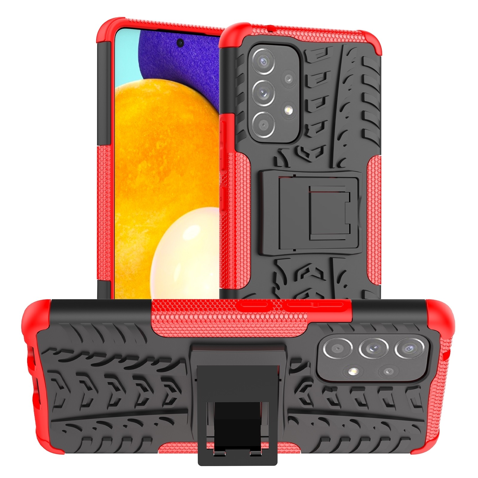 Samsung Galaxy A53 5G Θήκη Κόκκινη Tire Texture Shockproof TPU+PC Phone Case with Holder Red