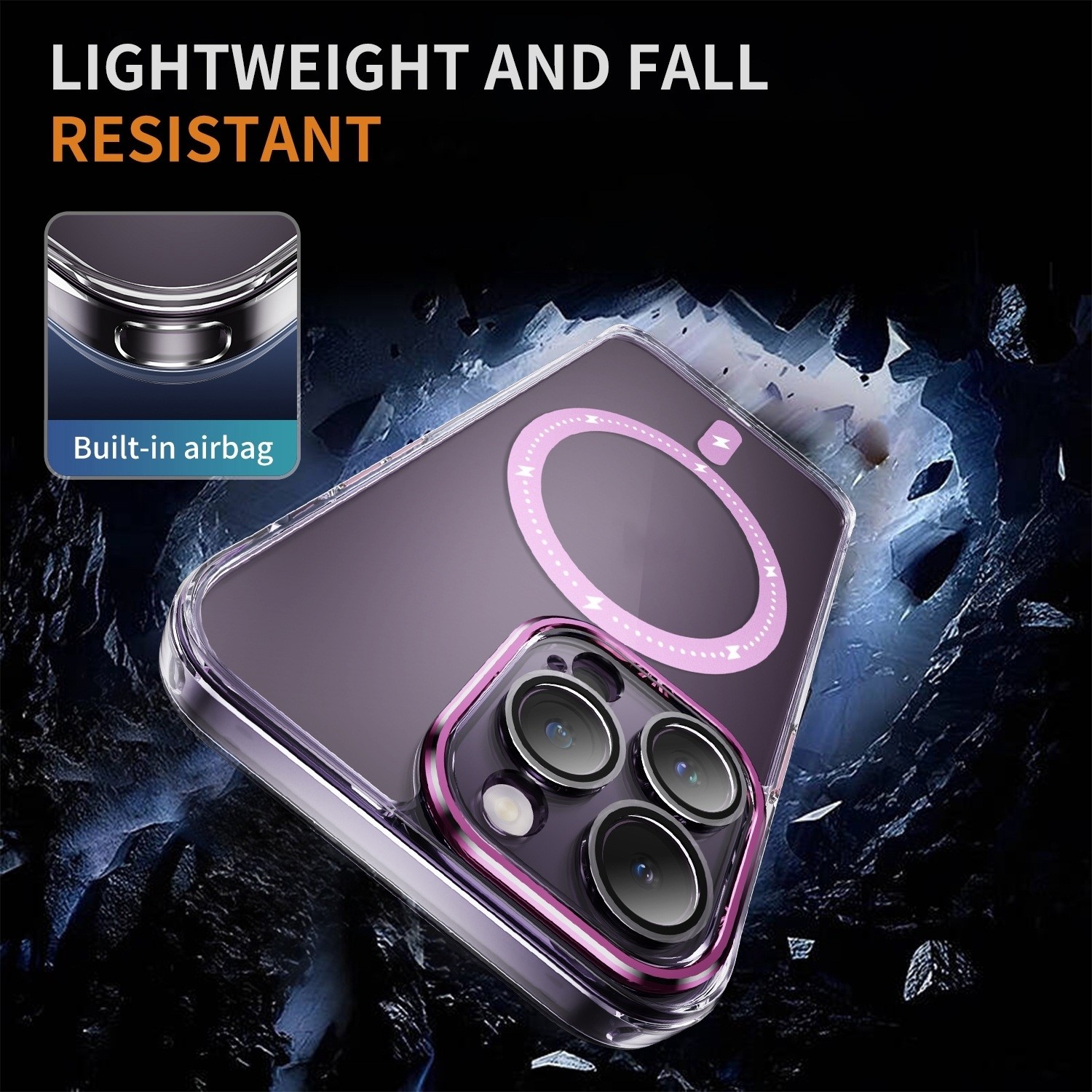iPhone 15 Pro Θήκη Σιλικόνης Ροζ Airbag Shockproof MagSafe Phone Case Pink