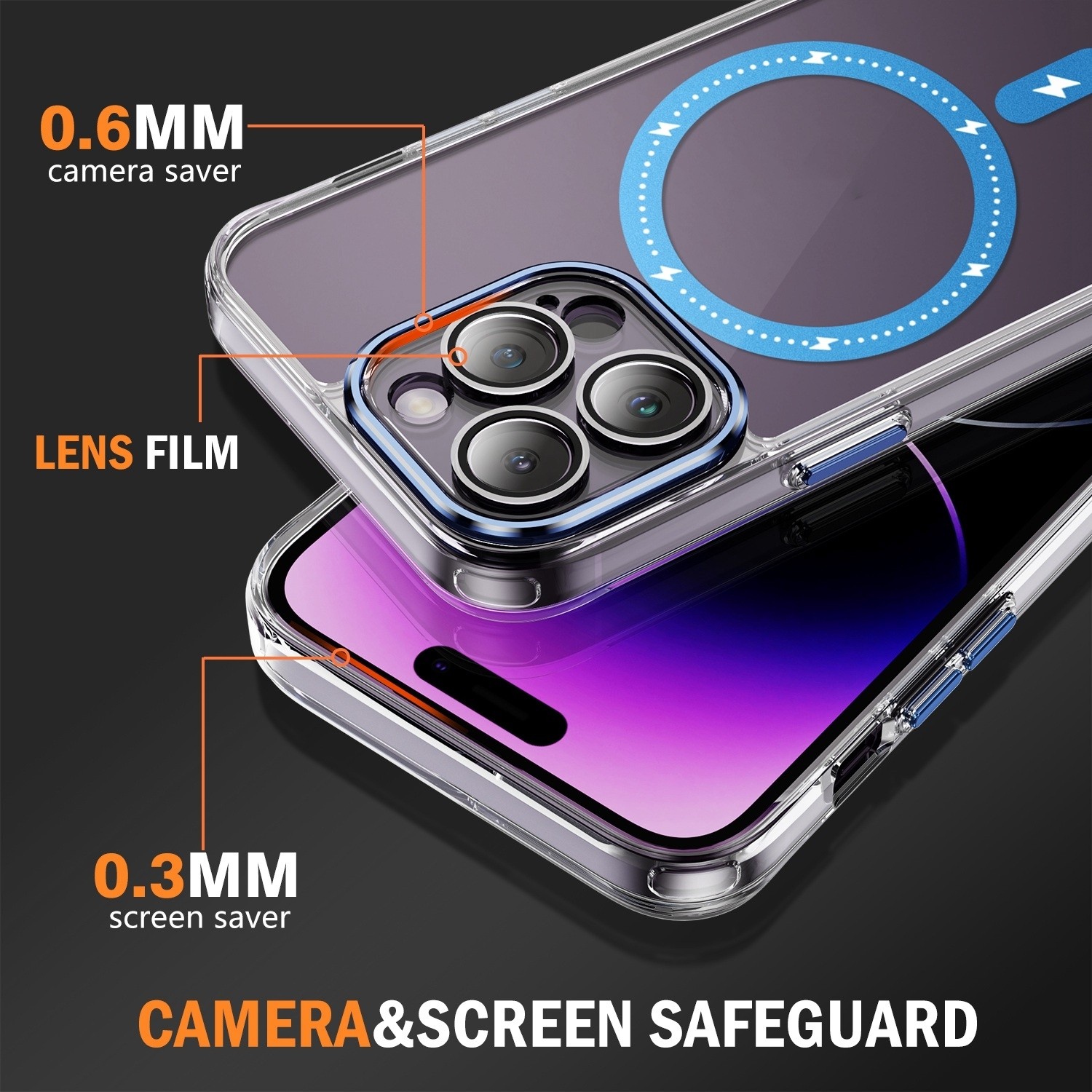 iPhone 15 Plus Θήκη Σιλικόνης Μπλε Airbag Shockproof MagSafe Phone Case Blue