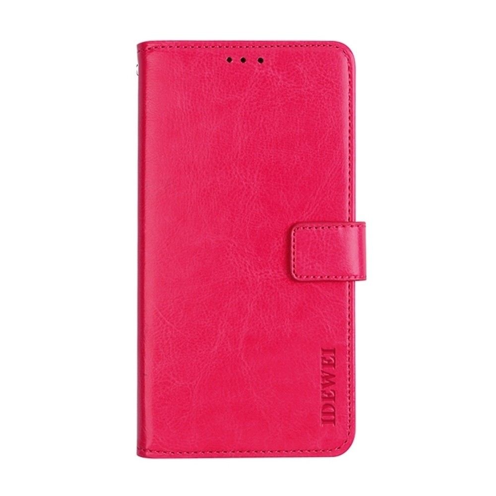 Xiaomi Poco F5 5G Θήκη Βιβλίο Φούξια idewei Crazy Horse Texture Phone Case with Holder Rose Red