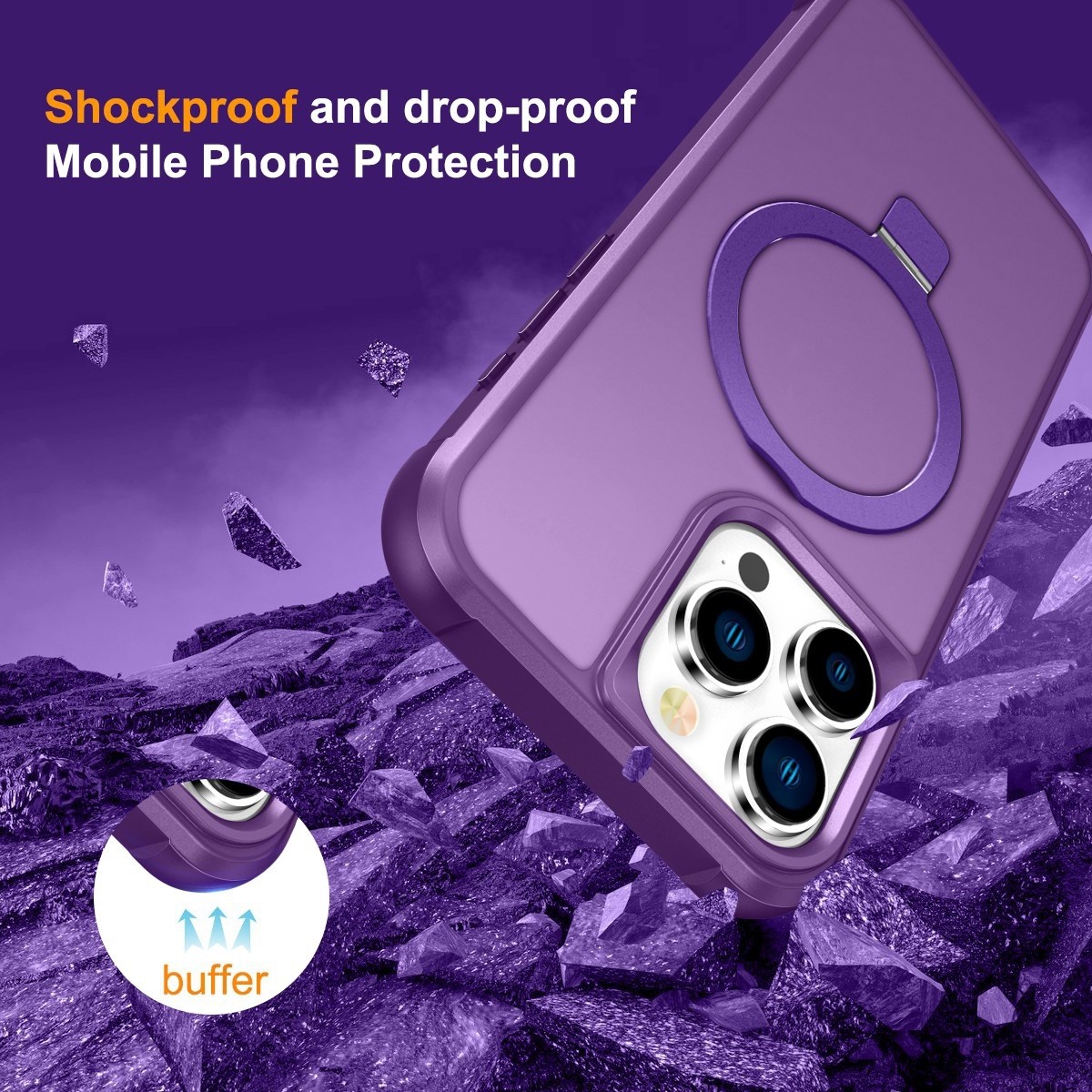 iPhone 15 Pro Θήκη Σιλικόνης Μωβ MagSafe Magnetic Holder Phone Case Purple