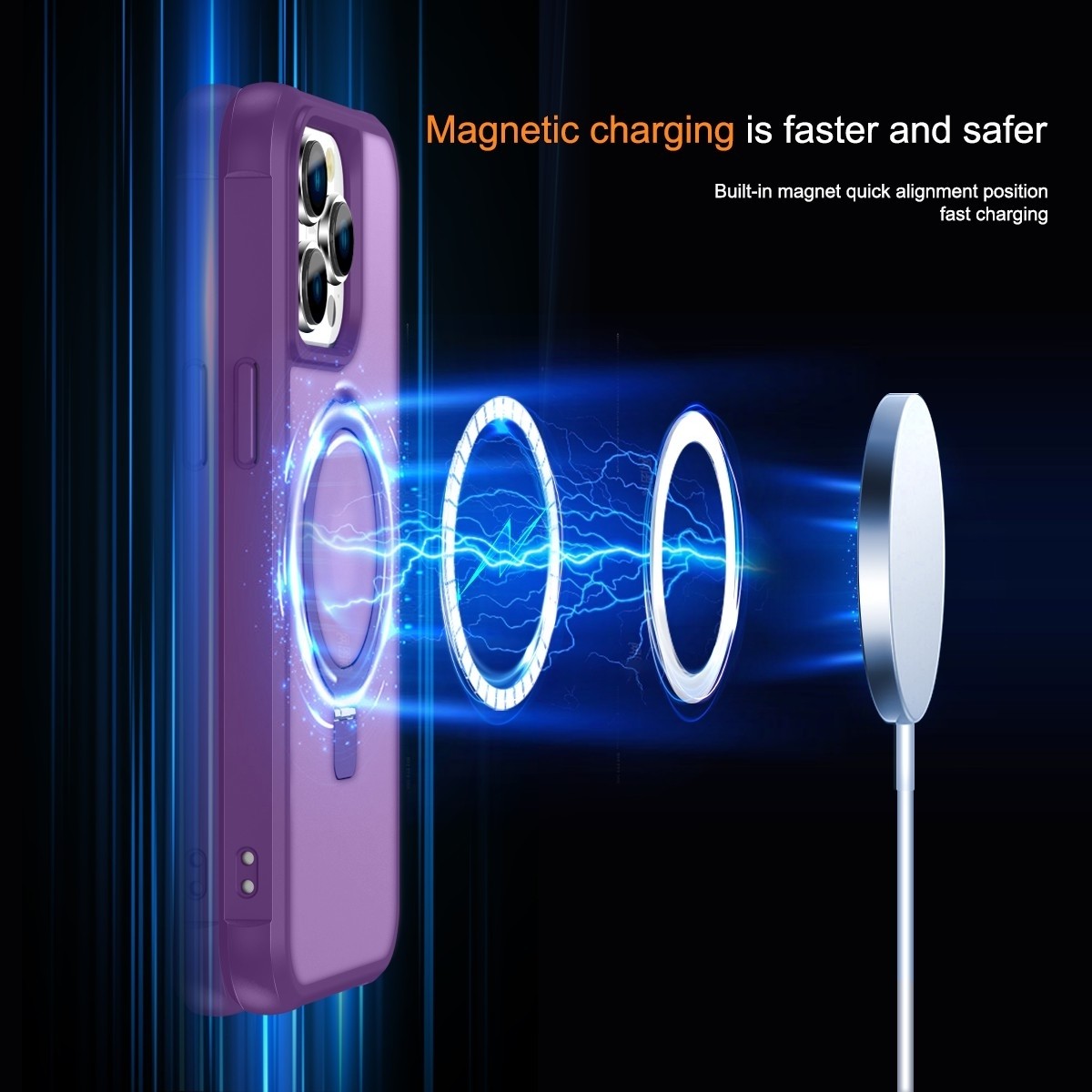 iPhone 15 Pro Θήκη Σιλικόνης Μωβ MagSafe Magnetic Holder Phone Case Purple