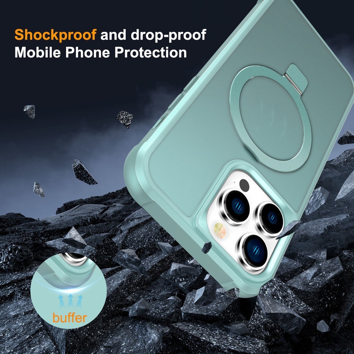 iPhone 14 Pro Θήκη Σιλικόνης Μπλε MagSafe Magnetic Holder Phone Case Lake Blue