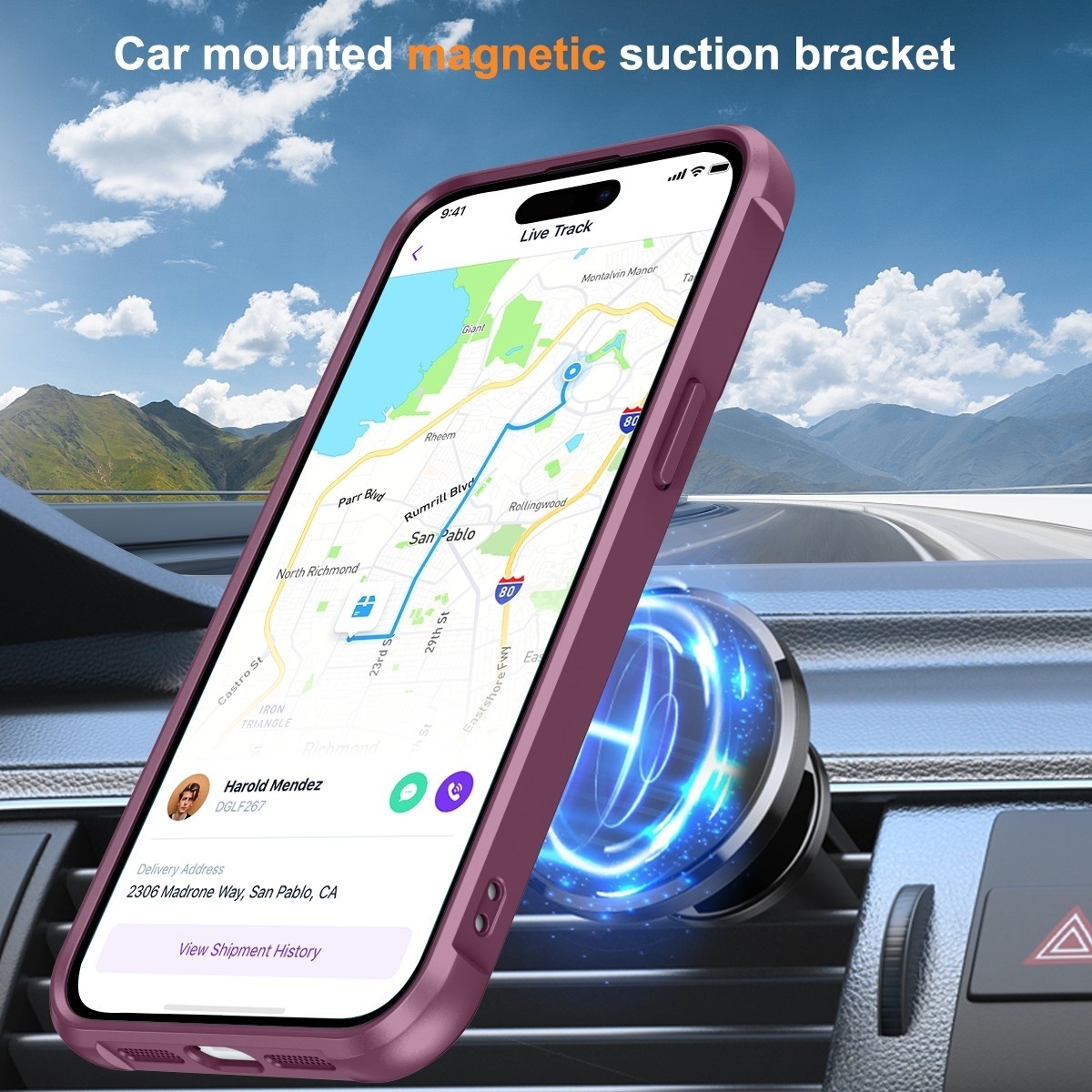 iPhone 14 Pro Θήκη Σιλικόνης Μπορντό MagSafe Magnetic Holder Phone Case Wine Red