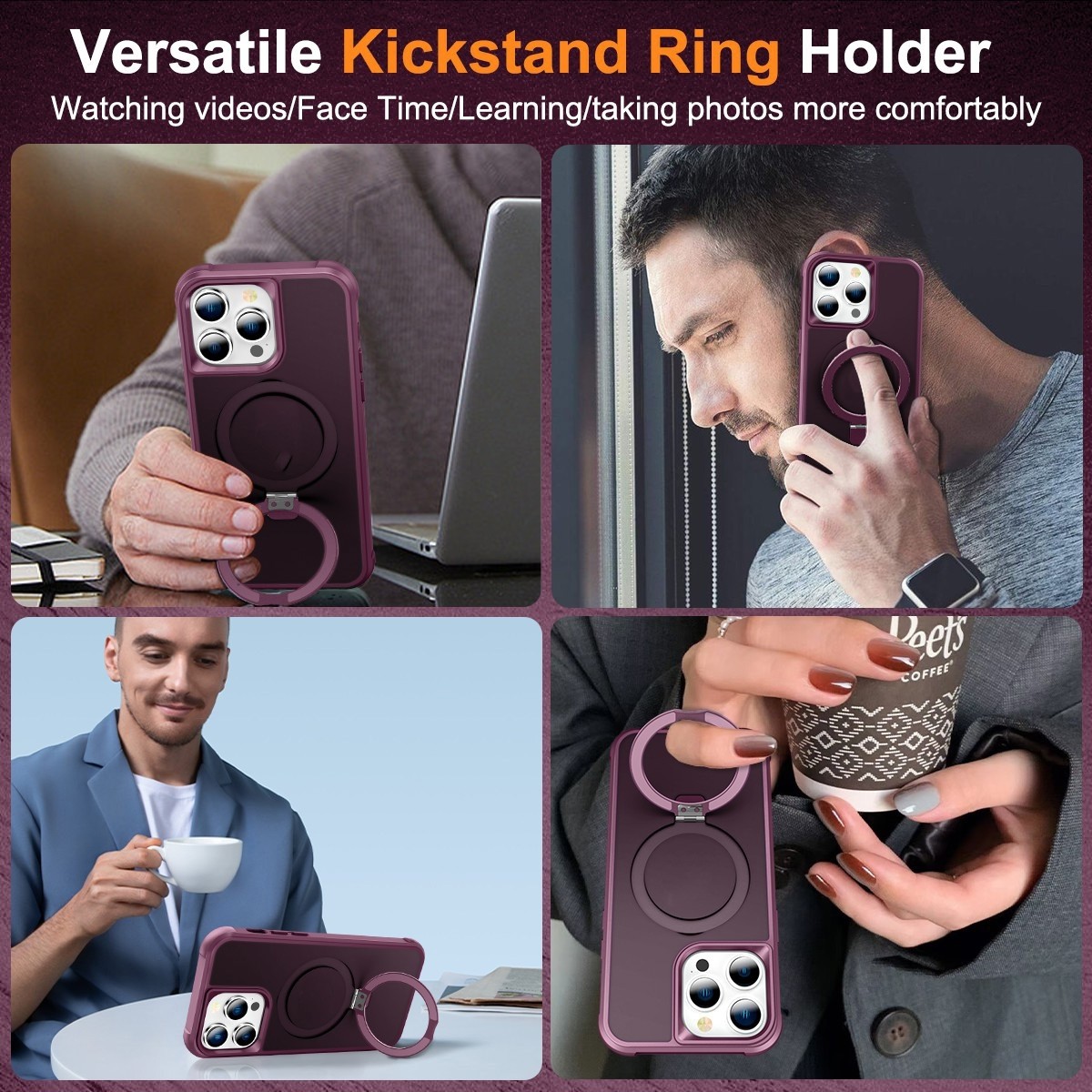 iPhone 14 Pro Θήκη Σιλικόνης Μπορντό MagSafe Magnetic Holder Phone Case Wine Red