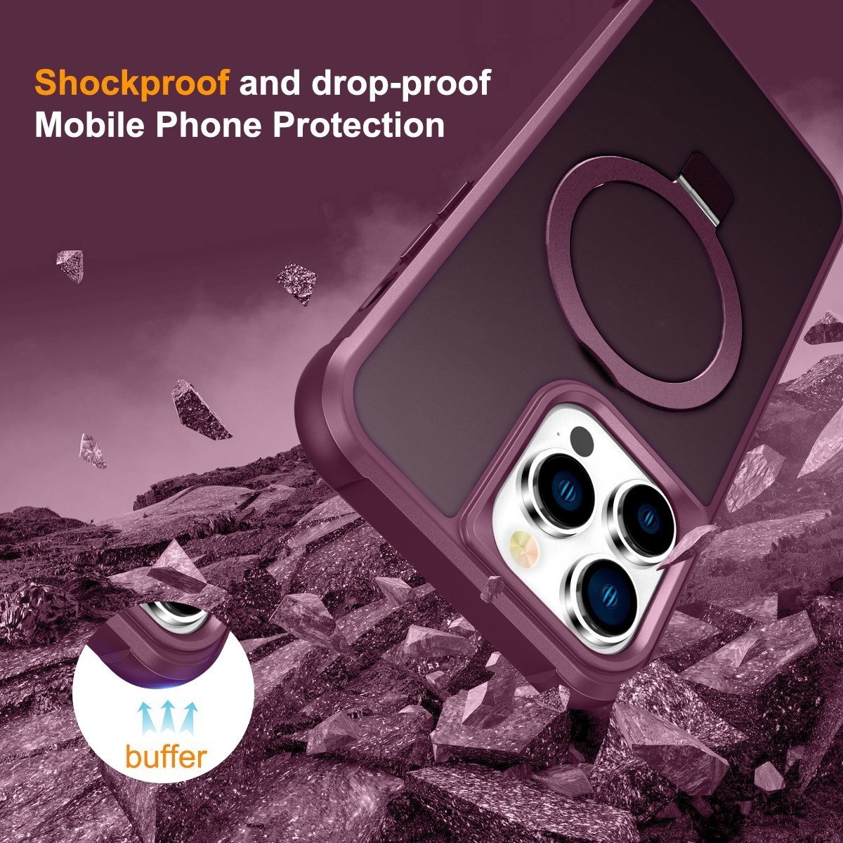 iPhone 14 Pro Θήκη Σιλικόνης Μπορντό MagSafe Magnetic Holder Phone Case Wine Red