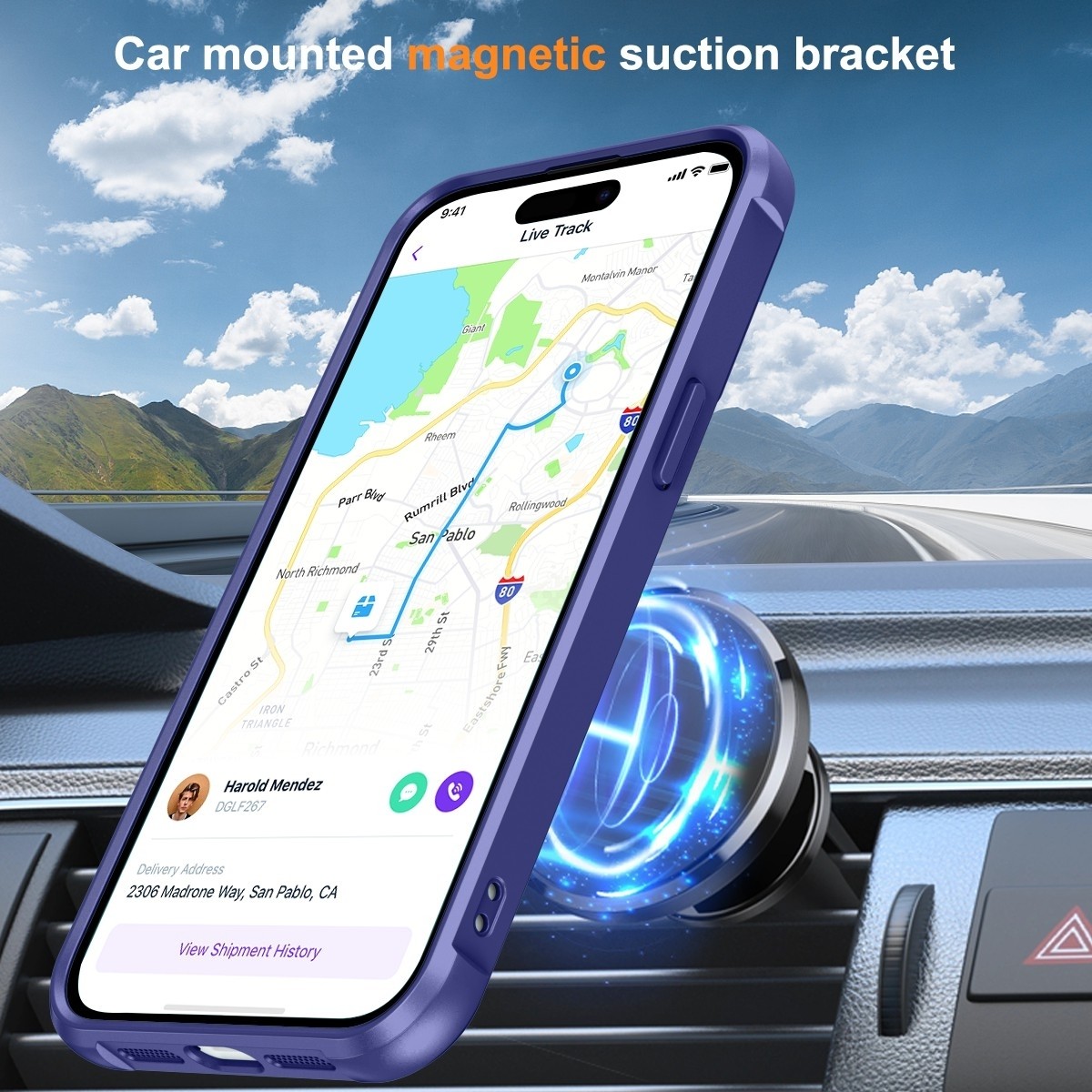 iPhone 14 Pro Θήκη Σιλικόνης Σκούρο Μπλε MagSafe Magnetic Holder Phone Case Klein Blue