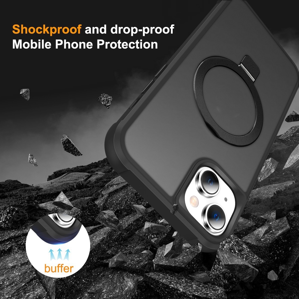 iPhone 14 Plus Θήκη Σιλικόνης Μαύρη MagSafe Magnetic Holder Phone Case Black