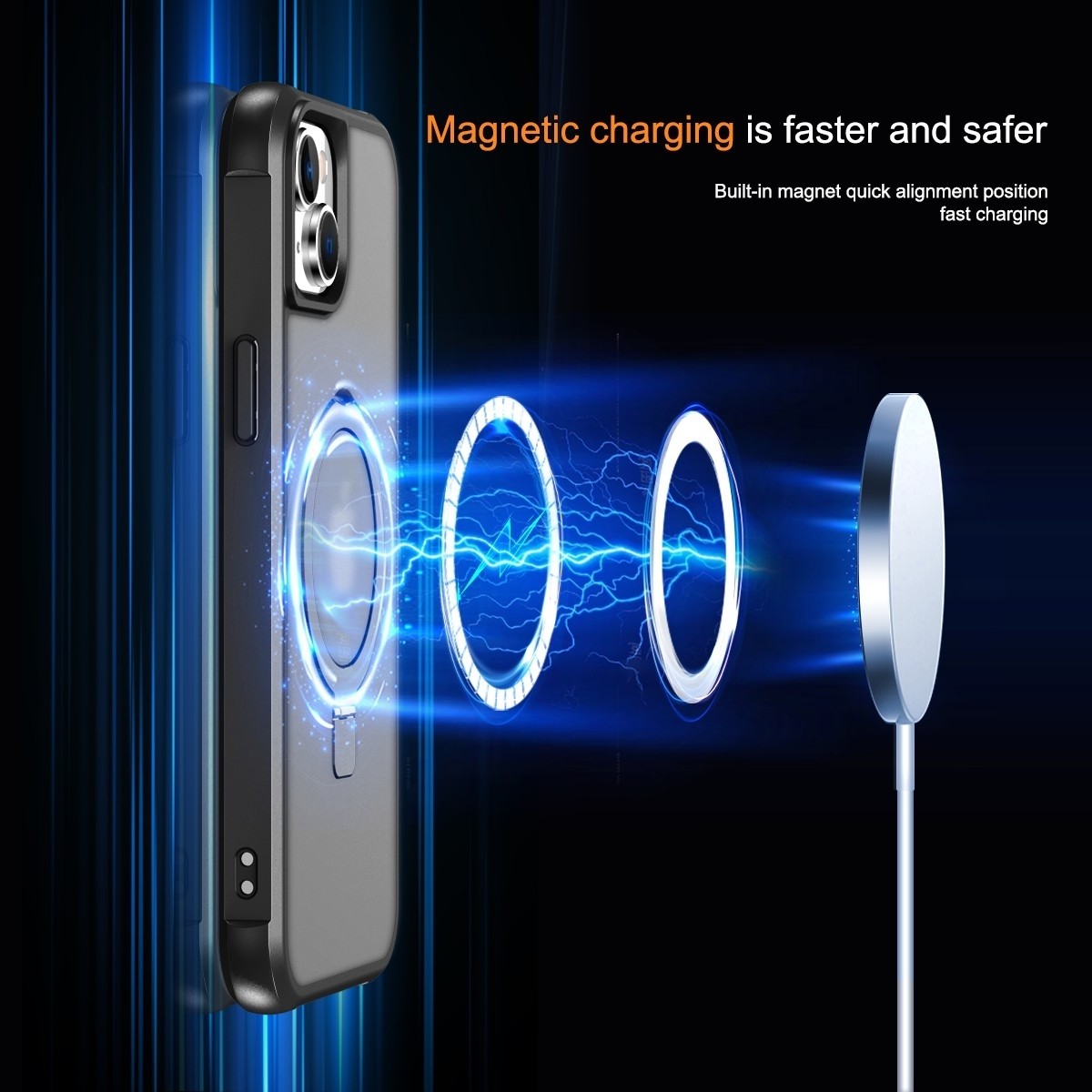 iPhone 14 Plus Θήκη Σιλικόνης Μαύρη MagSafe Magnetic Holder Phone Case Black