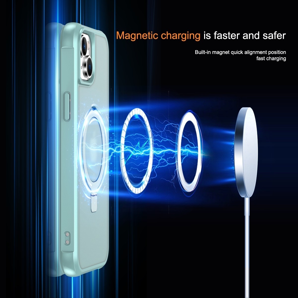 iPhone 15 Plus Θήκη Σιλικόνης Μπλε MagSafe Magnetic Holder Phone Case Lake Blue