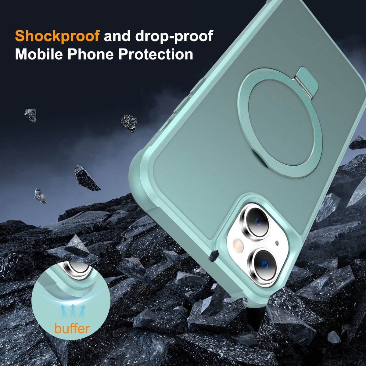 iPhone 15 Plus Θήκη Σιλικόνης Μπλε MagSafe Magnetic Holder Phone Case Lake Blue