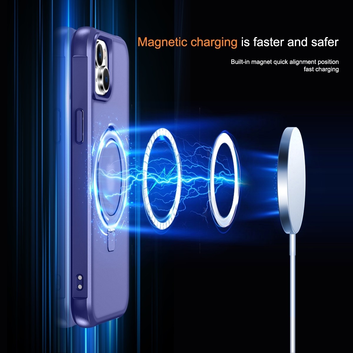 iPhone 15 Plus Θήκη Σιλικόνης Σκούρο Μπλε MagSafe Magnetic Holder Phone Case Klein Blue