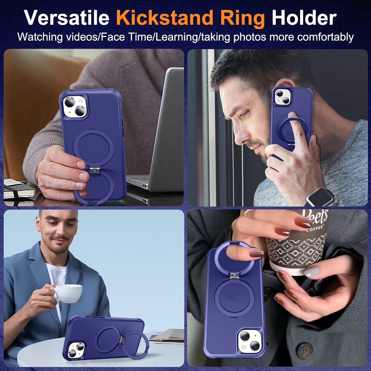 iPhone 15 Plus Θήκη Σιλικόνης Σκούρο Μπλε MagSafe Magnetic Holder Phone Case Klein Blue