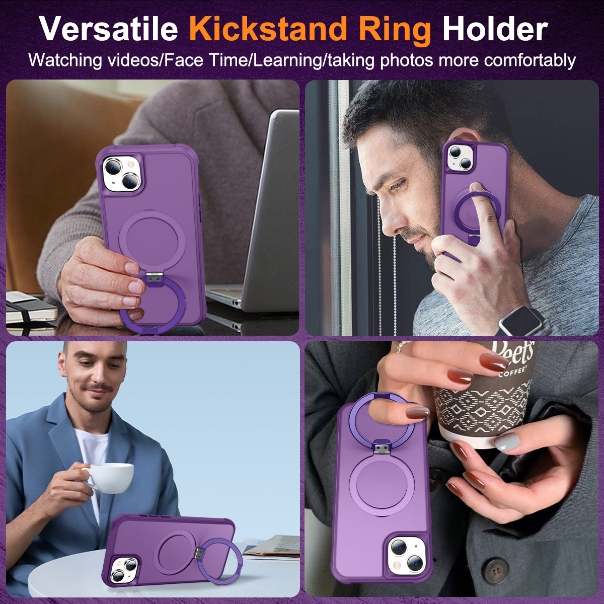 iPhone 15 Plus Θήκη Σιλικόνης Μωβ MagSafe Magnetic Holder Phone Case Purple