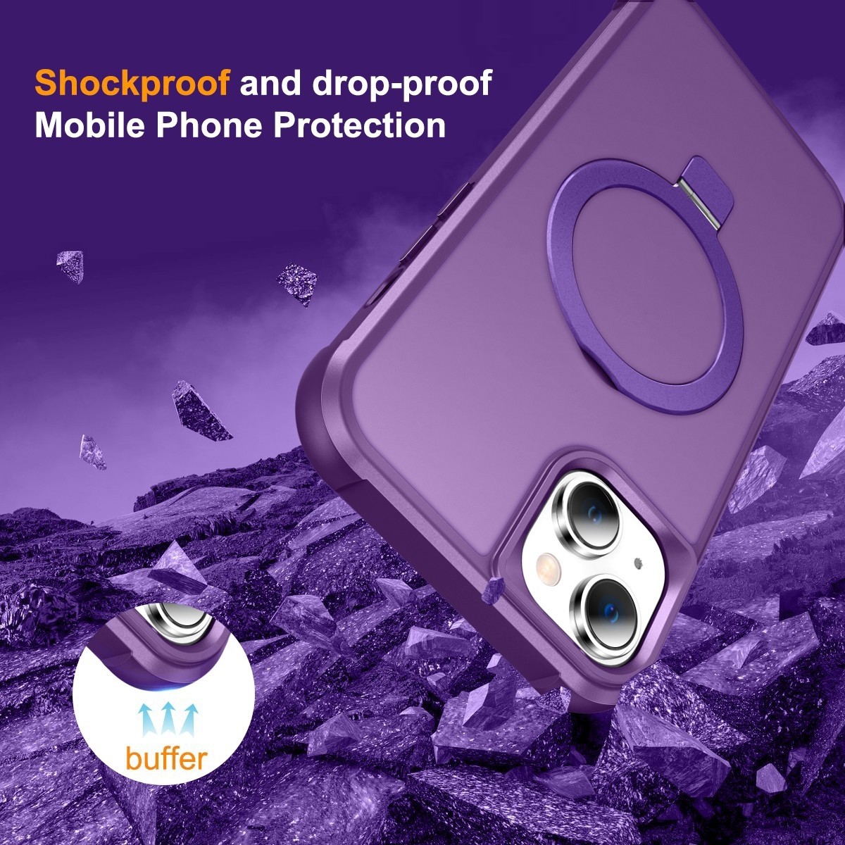 iPhone 15 Plus Θήκη Σιλικόνης Μωβ MagSafe Magnetic Holder Phone Case Purple