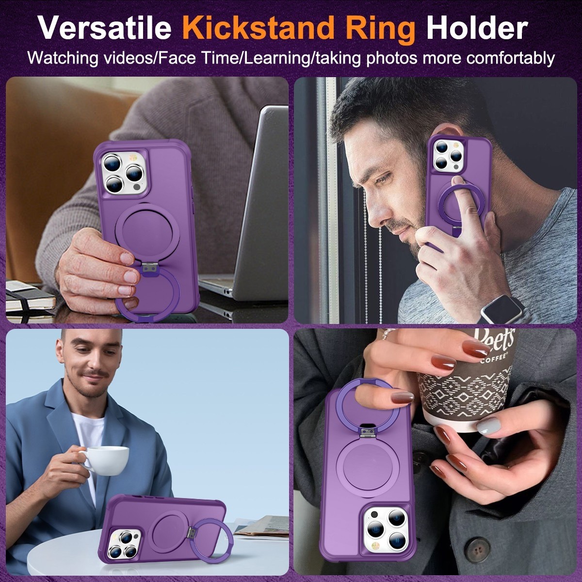 iPhone 14 Pro Θήκη Σιλικόνης Μωβ MagSafe Magnetic Holder Phone Case Purple