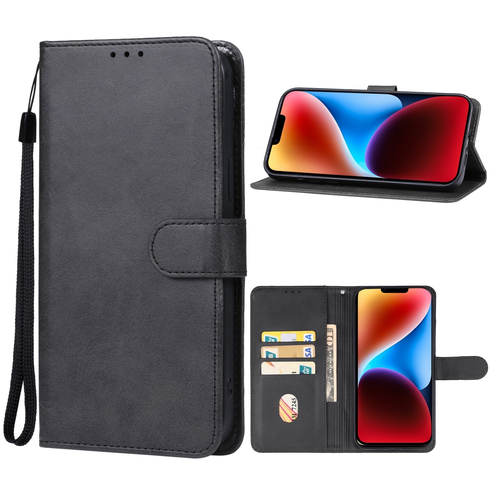 iPhone 15 Plus Θήκη Βιβλίο Μαύρο Phone Case Black