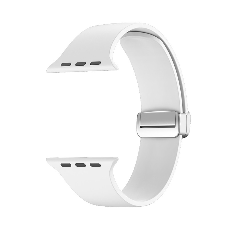 Λουράκι Apple Watch Series 8&7 45mm / SE 2&6&SE&5&4 44mm / 3&2&1 42mm Folding Buckle Silicone Watch Band White
