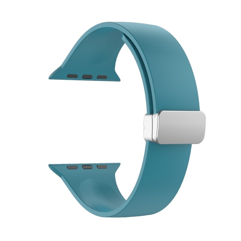 Λουράκι Apple Watch Series 8&7 45mm / SE 2&6&SE&5&4 44mm / 3&2&1 42mm Folding Buckle Silicone Watch Band Cyan