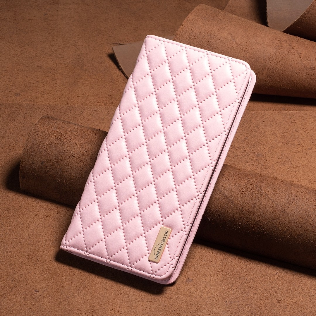 Xiaomi Poco C65 / Xiaomi Redmi 13C 4G Θήκη Βιβλίο Ροζ Diamond Lattice Magnetic Flip Phone Case Pink