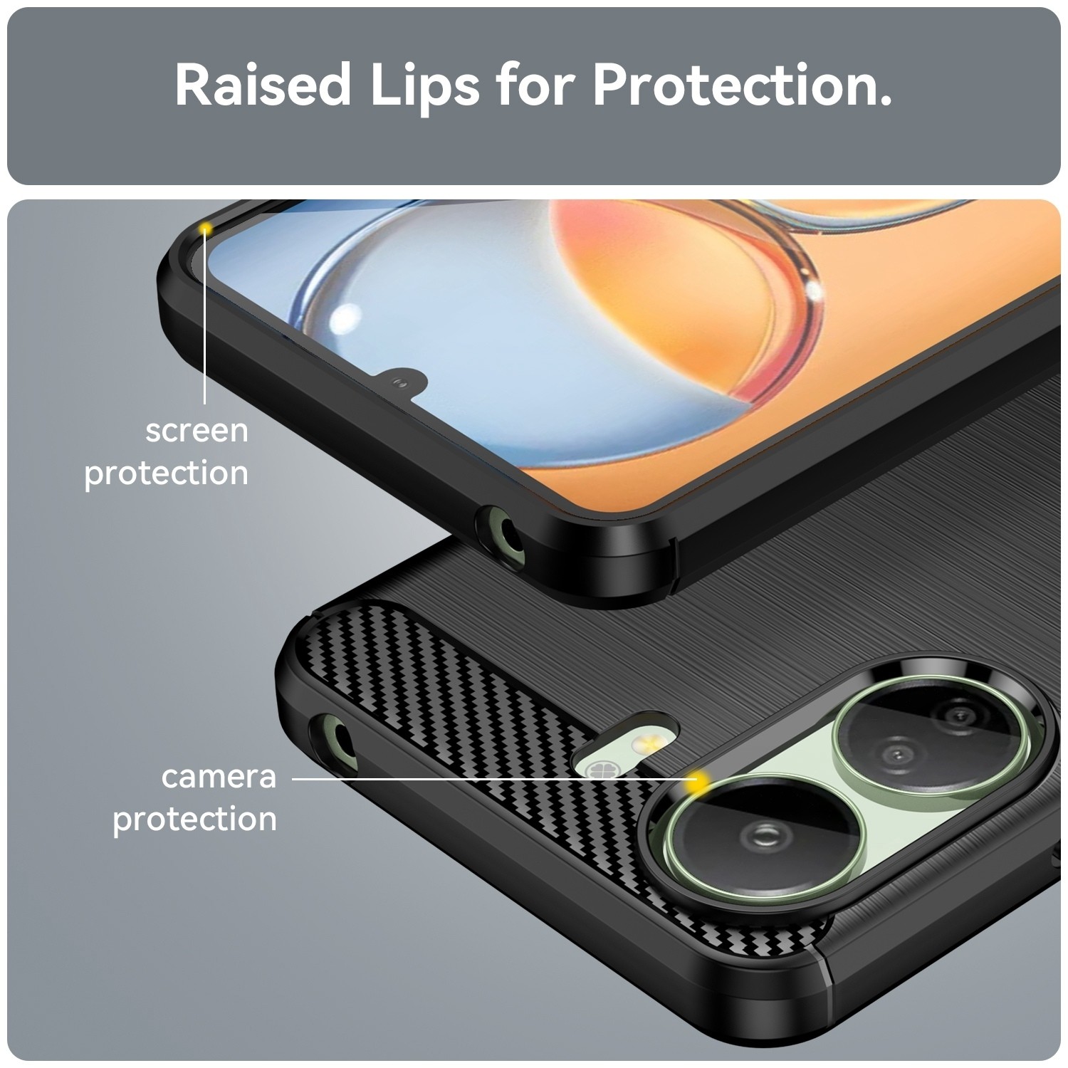 Xiaomi Poco C65 / Xiaomi Redmi 13C 4G Θήκη Σιλικόνης Μα΄ύρη Brushed Texture Carbon Fiber TPU Phone Case Black