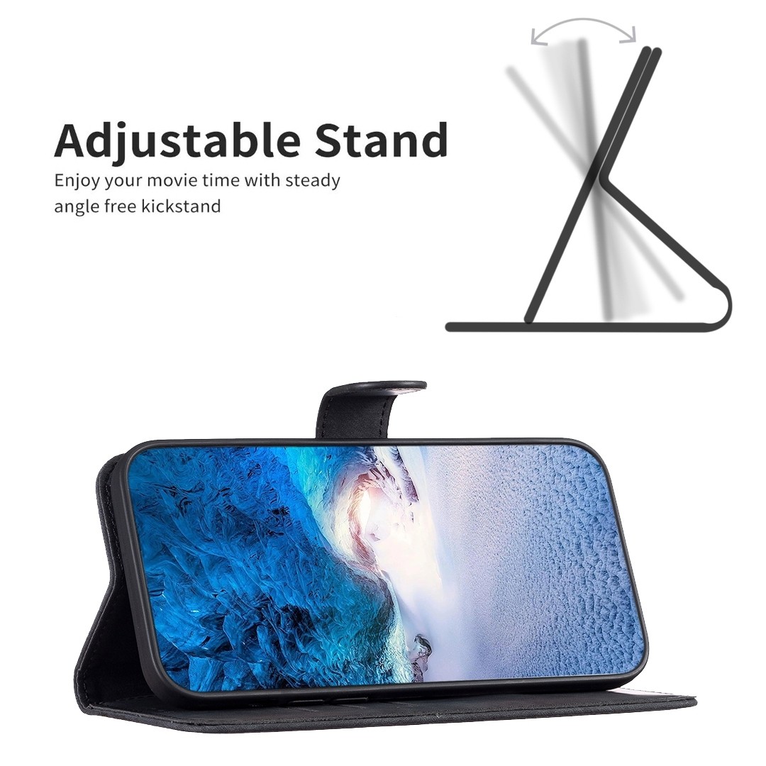 Xiaomi Poco C65 / Xiaomi Redmi 13C Θήκη Βιβλίο Μαύρο Plaid Embossed Phone Case Black