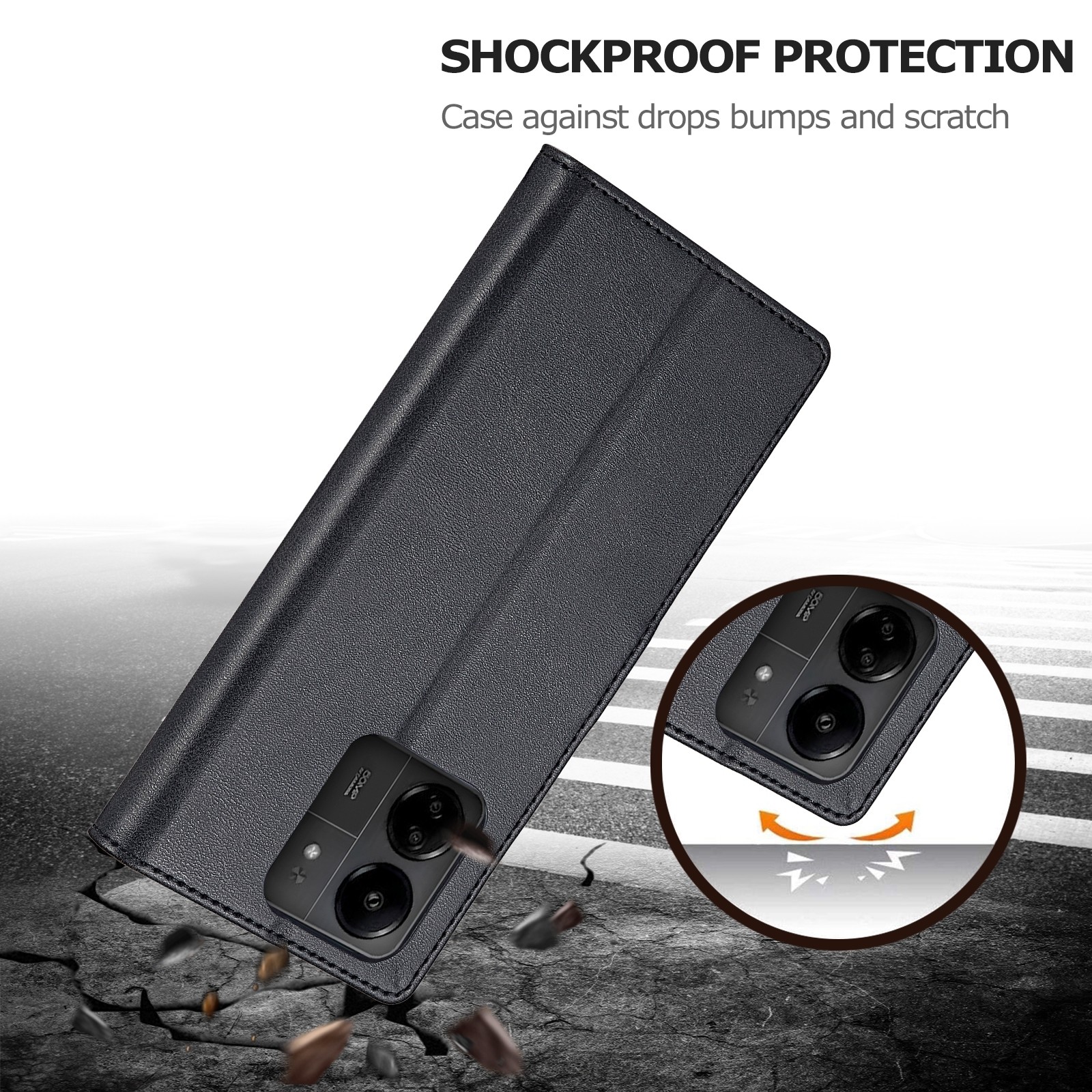 Xiaomi Poco C65 / Xiaomi Redmi 13C Θήκη Βιβλίο Μαύρο LC.IMEEKE Calf Texture Phone Case Black