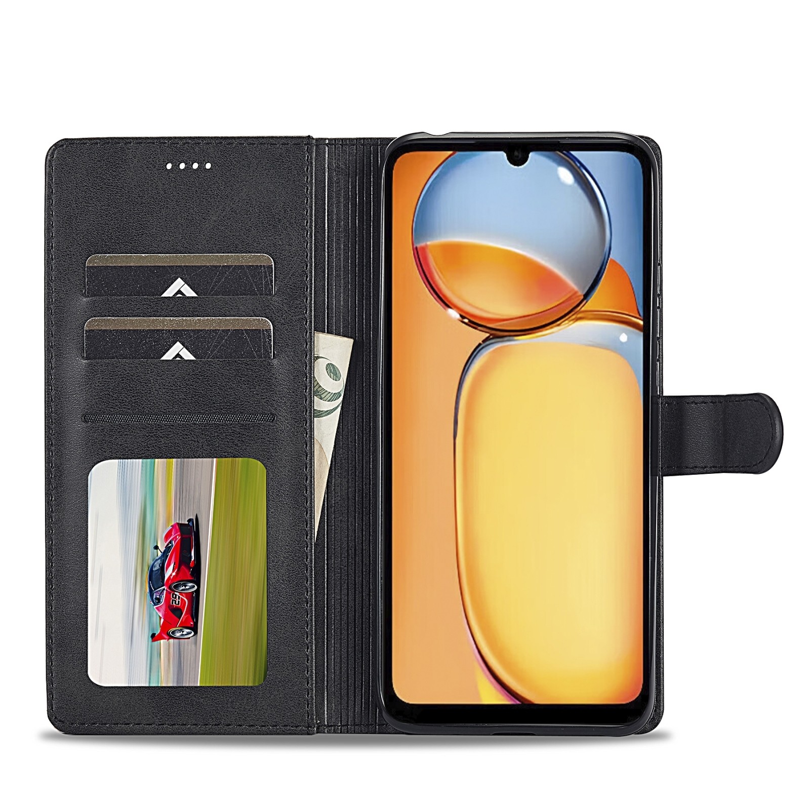 Xiaomi Poco C65 / Xiaomi Redmi 13C Θήκη Βιβλίο Μαύρο LC.IMEEKE Calf Texture Phone Case Black