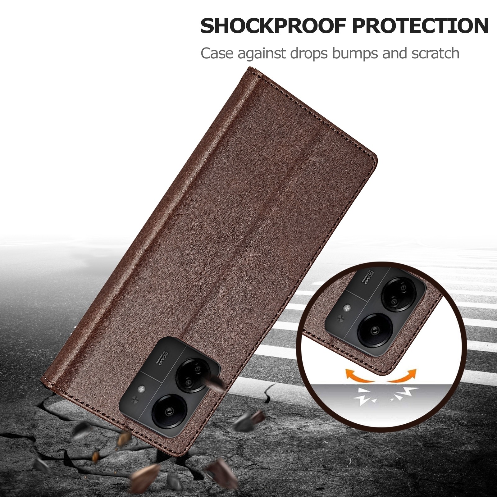 Xiaomi Poco C65 / Xiaomi Redmi 13C Θήκη Βιβλίο Καφέ LC.IMEEKE Calf Texture Phone Case Coffee